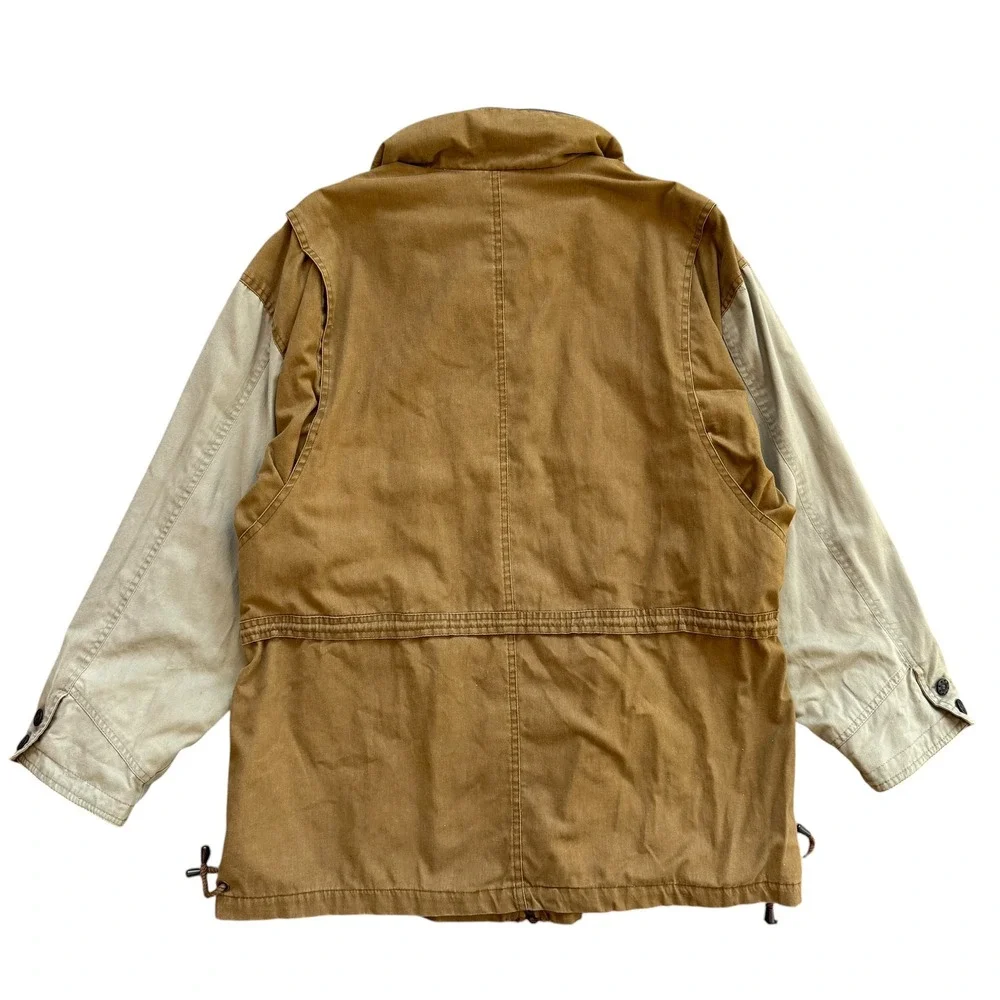 Towne by London Fog Brown Tan Utility Field Jacket Women Large Full Zip Cargo